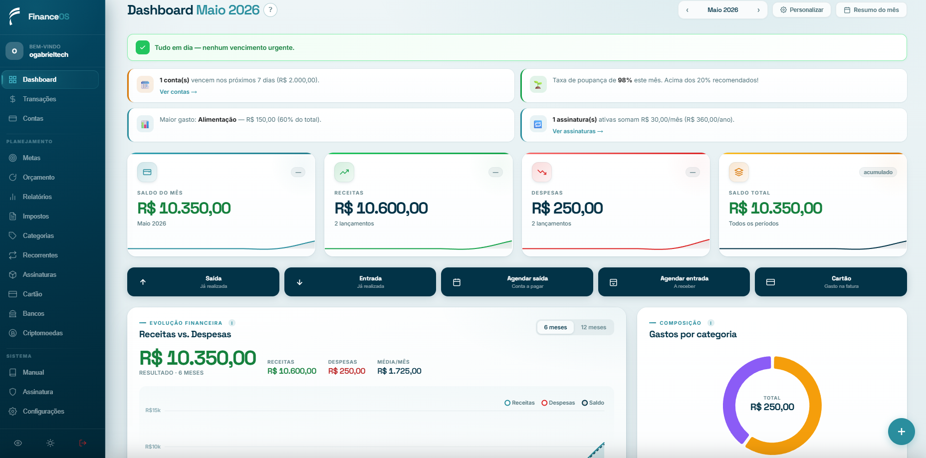 FinanceOS por dentro